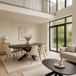 deens ovale tafels zwart mangohout combi deal