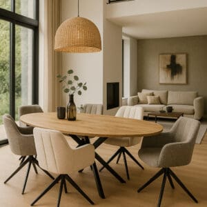 Deens ovaal mangohout eettafel 260 cm